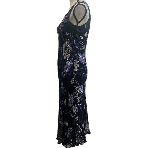 VTG 90s American Angel Black & Purple Whimsical Floral Dark Fairy Slip Dress M/S - Picture 3 of 6